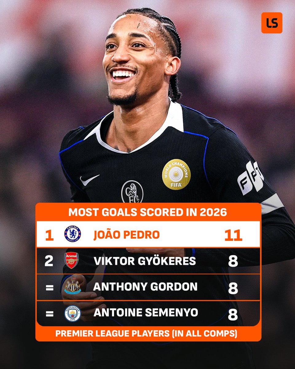 João Pedro has scored more goals in 2026 in all comps than any other Premier League player ⚽️

An elite piece of business for Chelsea 🔵👏