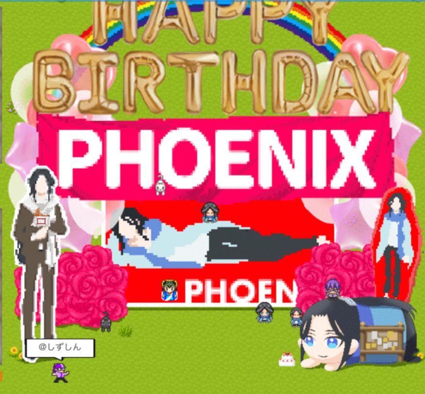 記念撮影にお集まりいただきありがとうございました📸✨
中央のモニュメント(？)が大きすぎて入り切れてなくてすみません😂

#かついま_フェニHBD