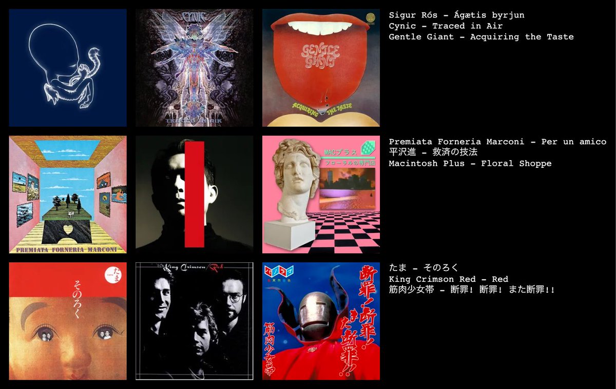 【サークル員の9枚①】

本日より、サークル員が愛するアルバム9枚をご紹介します！
まずは幹事長の9枚です！

一言：
｢高校時代に平沢進とプログレに出会い、そこから色々聞くようになりました。皆様の入会お待ちしてます！｣

#春から早稲田 ＃インカレサークル #バンドサークル
#春からプログレ