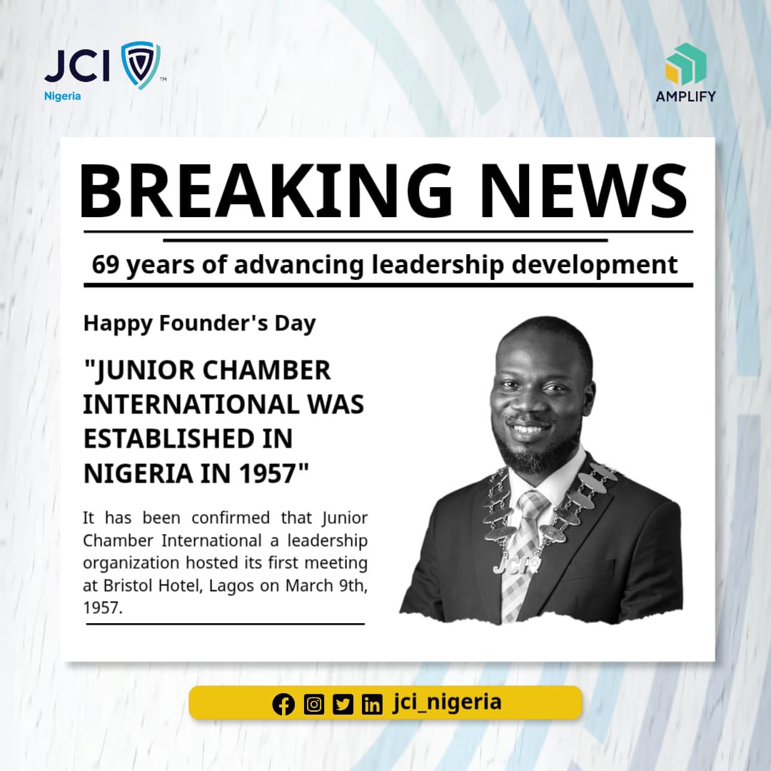 jci_nigeria's tweet image. Today, we celebrate a defining moment in our history; the beginning of a movement committed to developing young leaders and creating positive change in communities across Nigeria.

Happy Founder’s Day, JCI Nigeria!

#FoundersDay
#AMPLIFY
#JCINigeria
#JCI