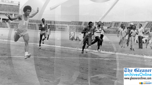 GLNRArchives's tweet photo. #PhotoFlashback: March 1973
Michael Smith (left) of St Mary’s High School is a clear winner in the Class 2 boys 200m at the Eastern Athletics Championship held at the National Stadium. Smith who won in a time of 24 secs also ran the anchor leg in his team’s 4 X 100m relay win. https://t.co/N1NnO0GmBl
