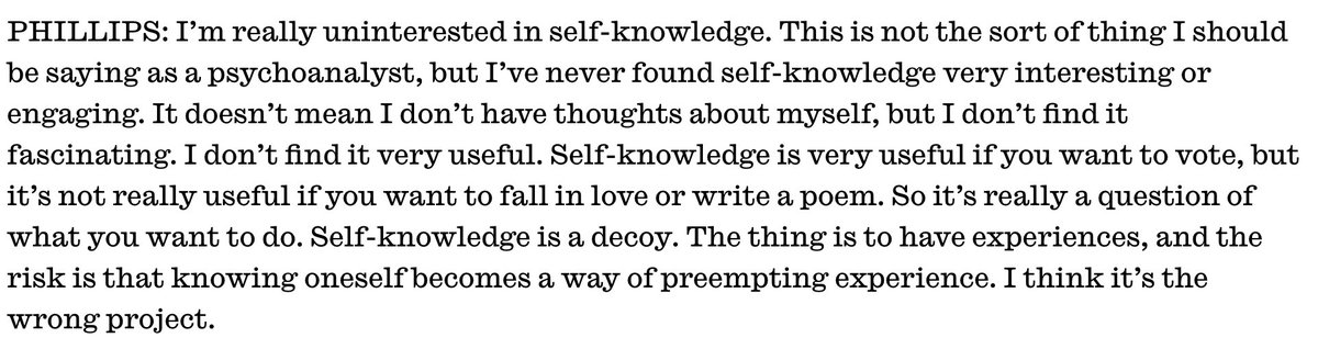 mrianleslie's tweet photo. Adam Phillips: self-knowledge is overrated https://t.co/xhdjnoolkK