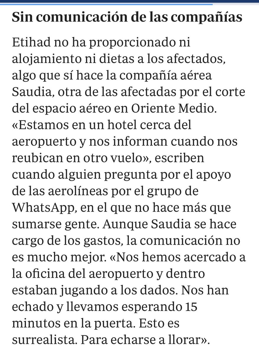 clau_cv9's tweet photo. Esto es una auténtica vergüenza. Cientos de españoles atrapados en Malasia y Etihad no se hace responsable de nada!! Ni si quiera aparecen por el aeropuerto y te cancelan el vuelo horas antes de que salga. Hay niños y personas mayores en el aeropuerto!! @etihad

#madrid #malasia https://t.co/sbkjwA99jj