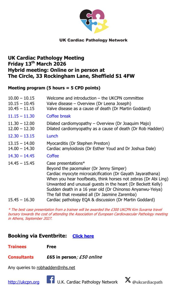 estheryoud's tweet photo. This week!
Still time to book
Great for cardiac pathologists, autopsy pathologists, forensic pathologists, consultants and residents
❤️❤️❤️
@UKCardiacPath #UKCPN2026 #cardiacpath #autopsy #forensicpath 

https://t.co/G78Bh6kX0Y https://t.co/8Kh4TJVfTg