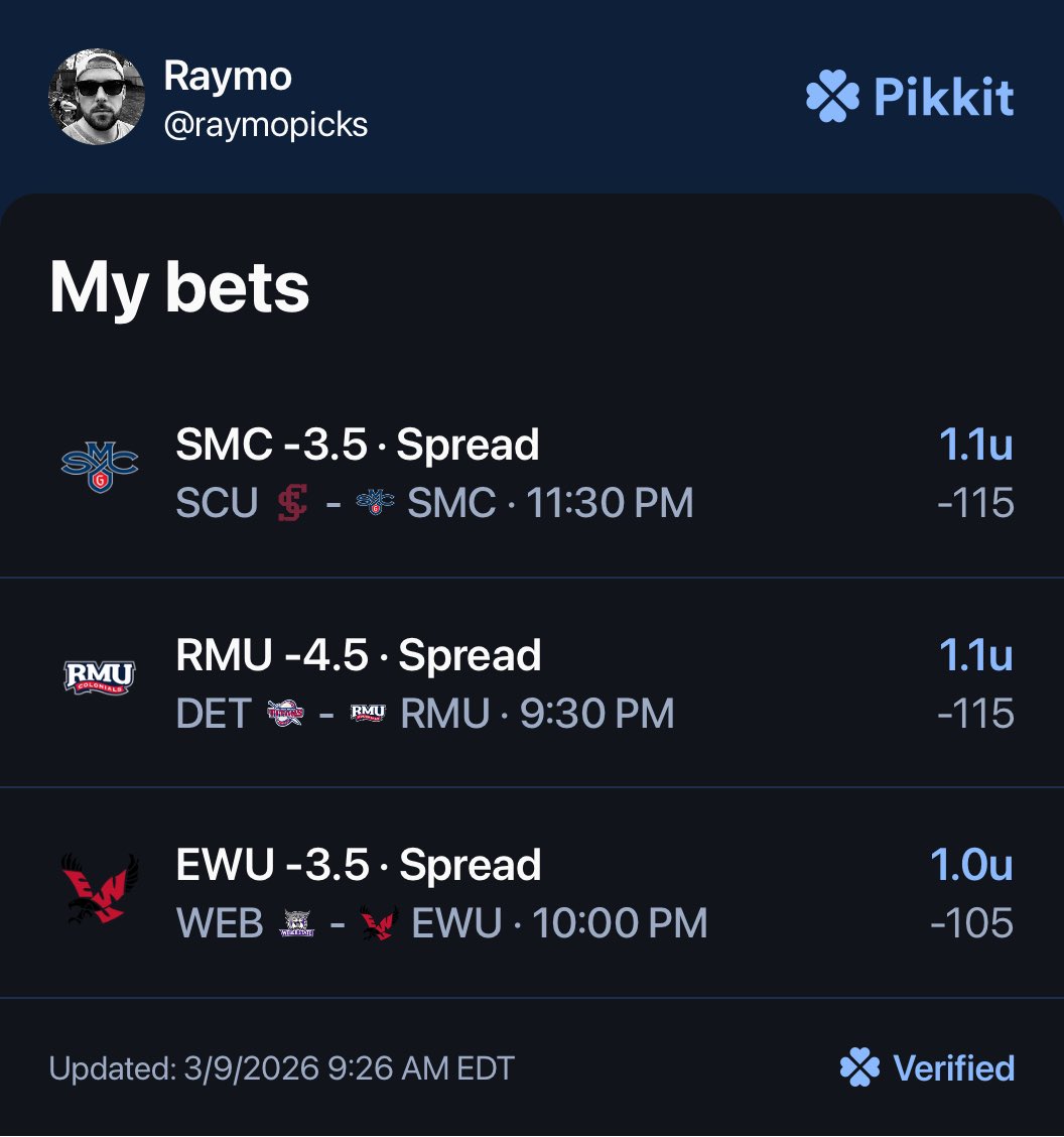 raymopicks's tweet image. 🏀 CBB Model Picks – Mar 9 🏀

Model Line | Market Line

Alabama State -6.0 | Alcorn State +6.5
Texas A&amp;amp;M-CC -2.4 | New Orleans +2.5
Monmouth -1.7 | Monmouth -1.5
Troy -5.1 | Georgia Southern +5.5
Northern Kentucky -1.5 | Wright State +1.5
ETSU -1.3 | Furman +1.5
Northern