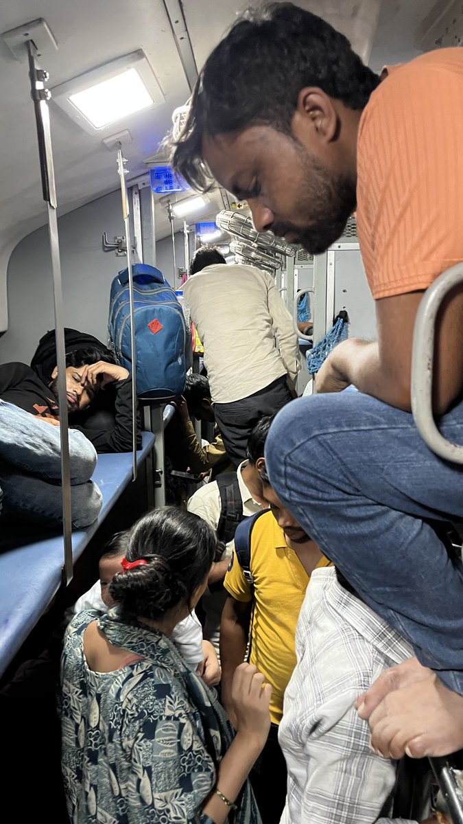 tanmay_ctrlz's tweet photo. This is the condition of 14854’s S2 right now
Group of Unreserved passengers have acquired seats of reserved passengers from Agra Fort! 
Kindly take strict actions ASAP!!!
@RailwaySeva @AshwiniVaishnaw https://t.co/5RMdxg9dRb