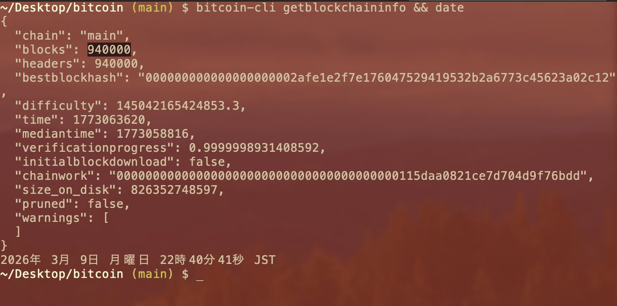 ビットコイン2000万枚目が、たったいま採掘されました。僕の手元のチェーンでもブロック高が「940000」になったのを確認

残り100万枚。114年

開始17年、多くの人が遠巻きに見ている間に、流通量という意味でのビットコインはほぼ発行を終えているのに近い状態（95％強）だったりします