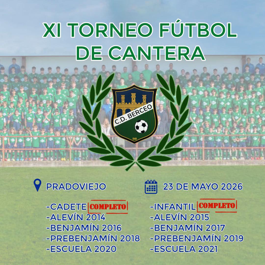 cdberceo's tweet photo. XI TORNEO FÚTBOL DE CANTERA

El sábado 23 de mayo en las instalaciones de Pradoviejo
Fútbol, pasión y cantera de las generaciones 2010 a 2021
¡Os esperamos en Logroño! #TorneoBerceo #FútbolBase https://t.co/rc1N2i0JnC