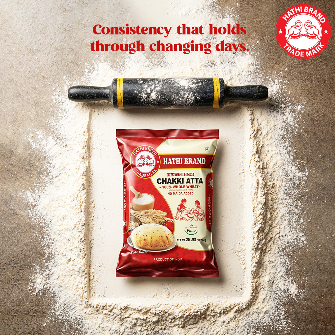 HathiBrandUSA's tweet image. When temperatures shift, good flour keeps its balance. Reliable texture supports everyday cooking. Find Hathi Brand 100% Whole Wheat Chakki Atta at grocery stores in the USA.

#HathiBrand #ChakkiAtta #WholeWheatAtta #HomeBaking #IndianGroceriesUSA