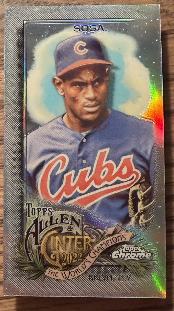 Foustma2's tweet image. Sammy Sosa 2022 A&amp;amp;G mini foil refractor $2 shipped.