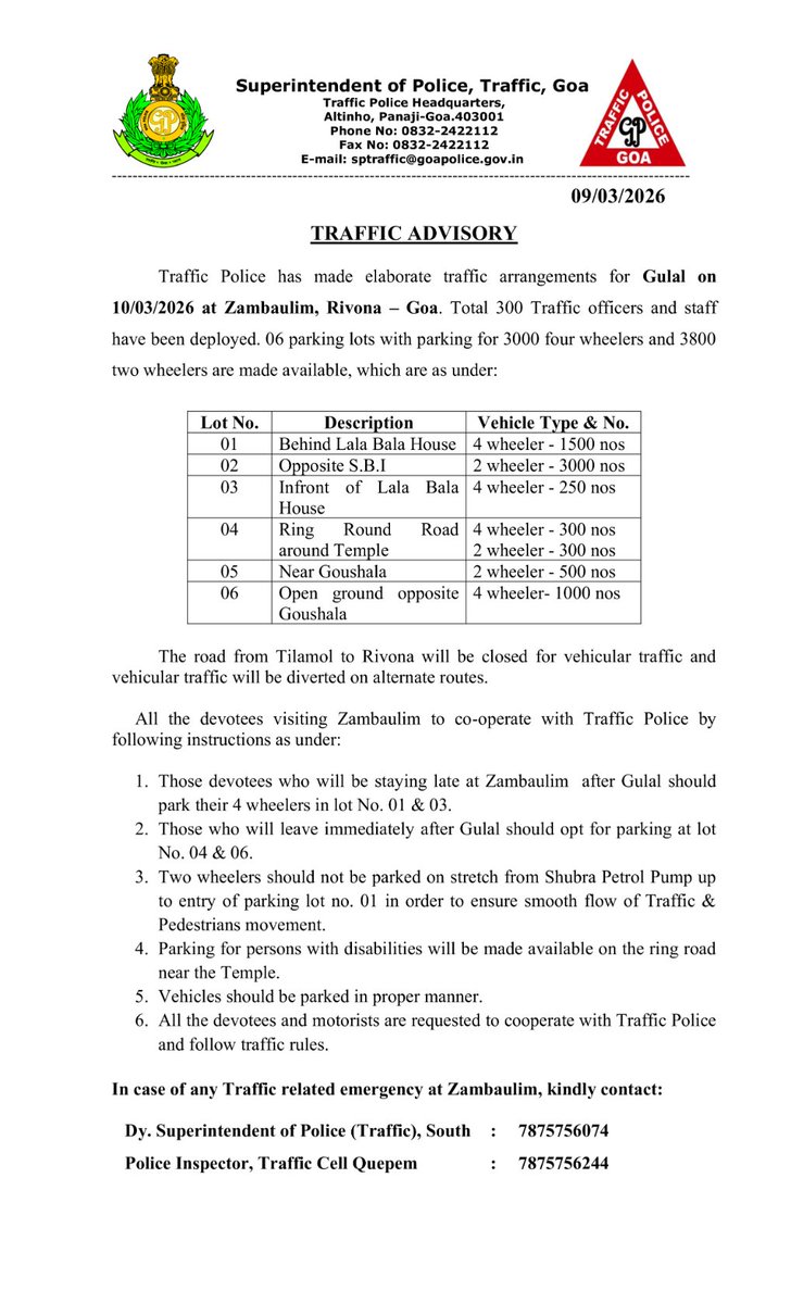 SP Traffic, Goa tweet media