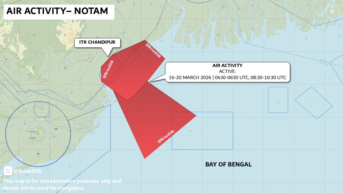 Notam Map India India has issued a NOTAM for Air activity in the Bay of Bengal region ...