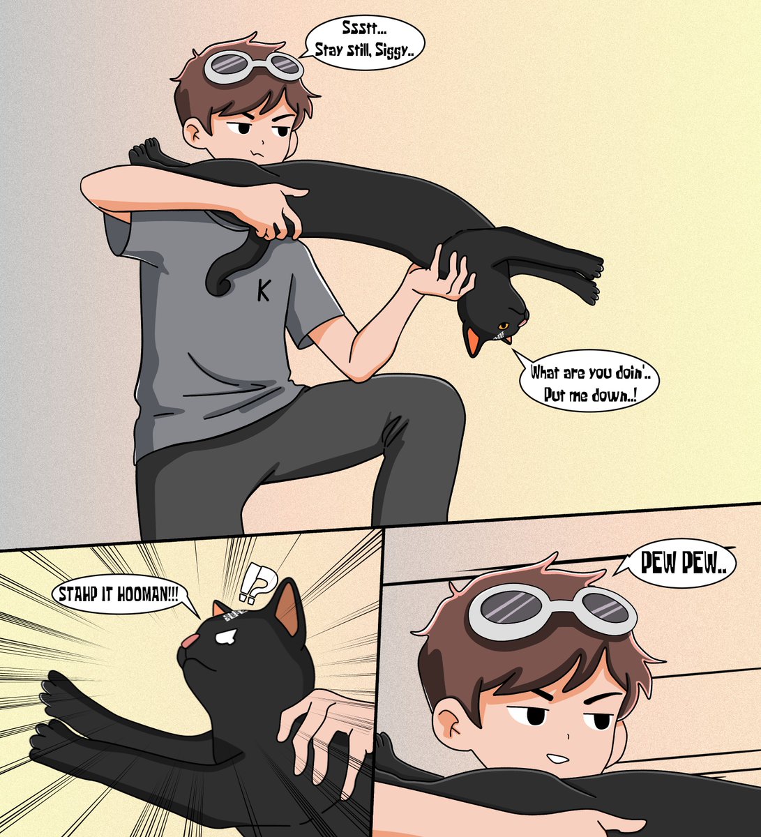 SIGGY VS HOOMAN

This cat has accepted his fate 😭

Do you have a cat? Have you ever found your cat so adorable that you end up joking around like they’re a toy? 😭

Siggy is very adorable, and he really enjoys playing with the ritualists. Just look at his expression.. he looks