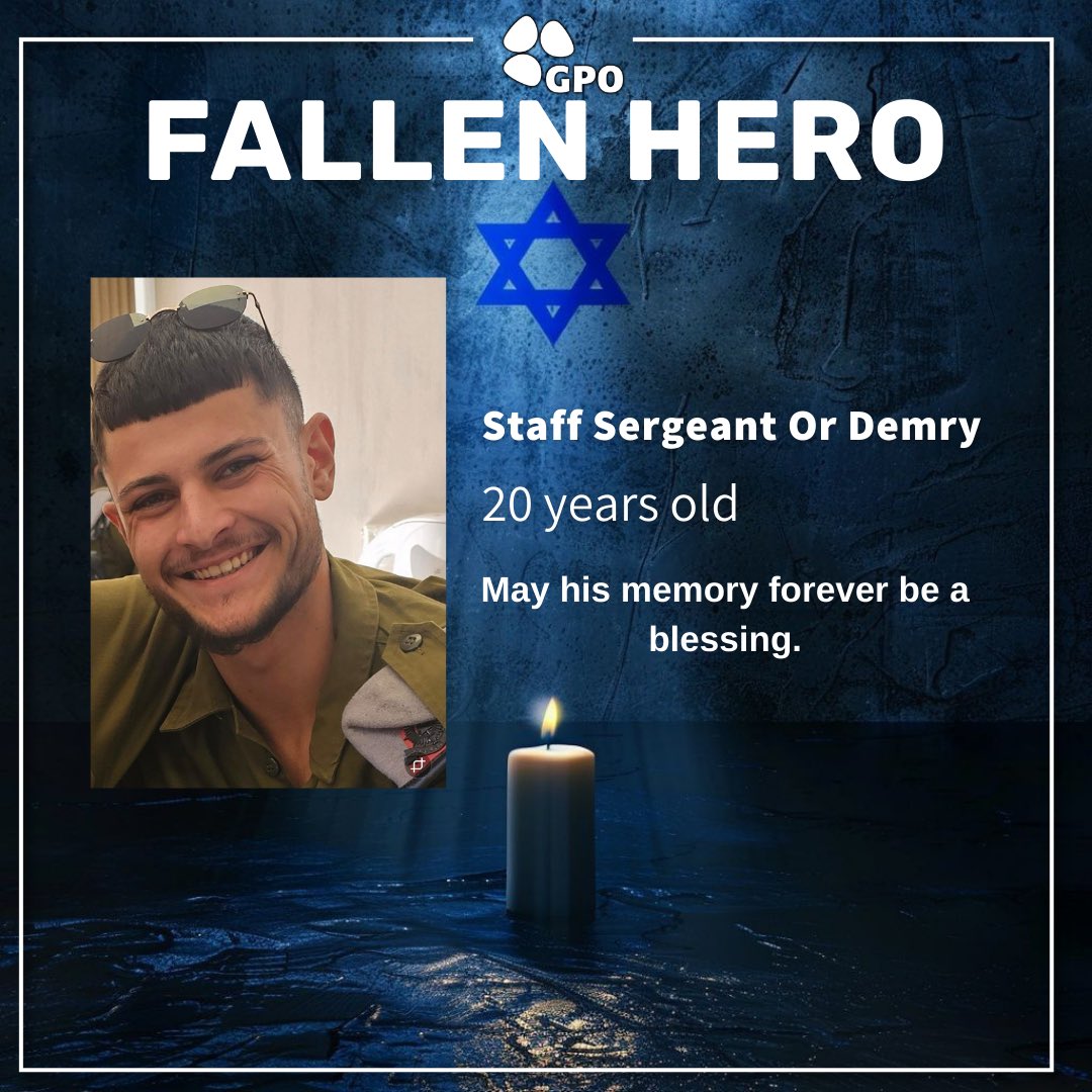 GPOIsrael's tweet image. 🕯️FALLEN HERO: Staff Sergeant Or Demry, aged 20, from Liman, a soldier from the Combat Engineering Corps in the 91st Division, fell during combat in southern Lebanon.

May his memory never be forgotten.🙏🏻

#israel #standwithisrael #hamasisisis #iran