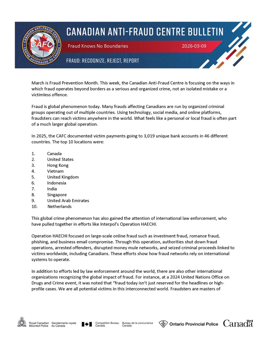 Canadian Anti-Fraud Centre tweet media