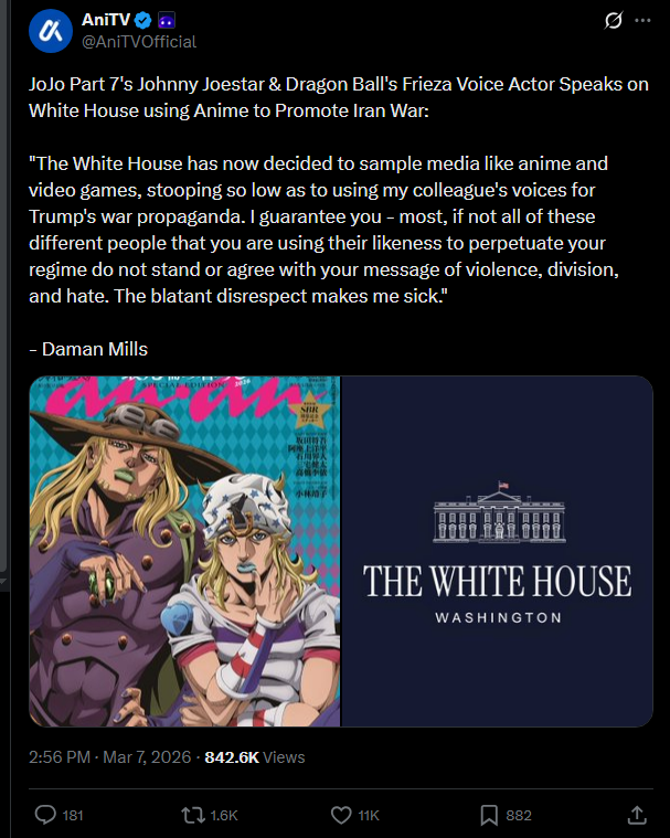 Scratch_Point_Z's tweet photo. English voice actors don't really have any room to speak about misusing anime to "promote" anything. They work in tandem with localizers to butcher Japanese media by inserting all kinds of jokes & ideas not present in the original script. They're far worse than any parody use, because their vandalism & disrespect is passed off as an official product.