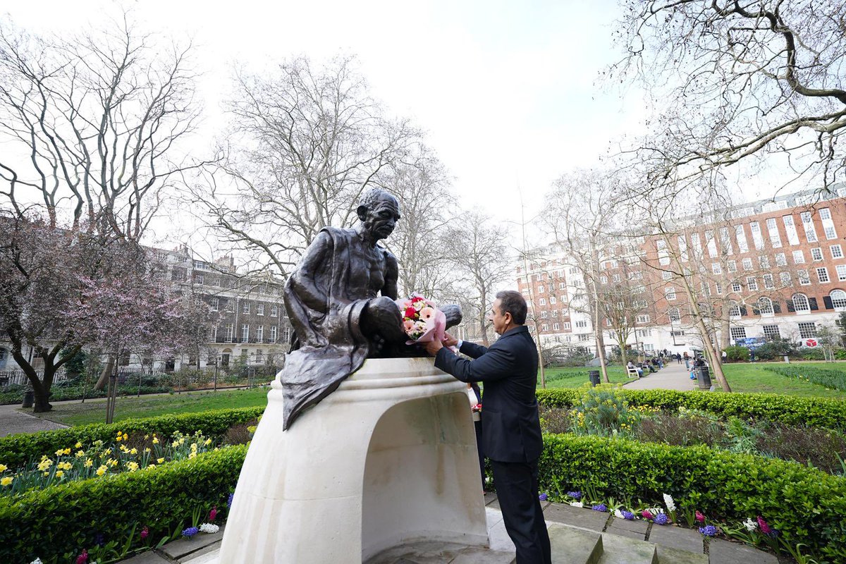 KVSinghMPGonda's tweet photo. Paid floral tributes to Mahatma Gandhi at Tavistock Square, honouring his enduring legacy of peace, non-violence, and justice.

Also visited Ambedkar House, where I commemorated the legacy of Dr. B.R. Ambedkar and his enduring contributions to democracy and social justice.

As part of the ‘Ek Ped Maa Ke Naam’ initiative, planted a sapling; honouring Mother Earth and reaffirming our commitment to environmental consciousness and sustainable living.

#OnePlantADay

@HCI_London