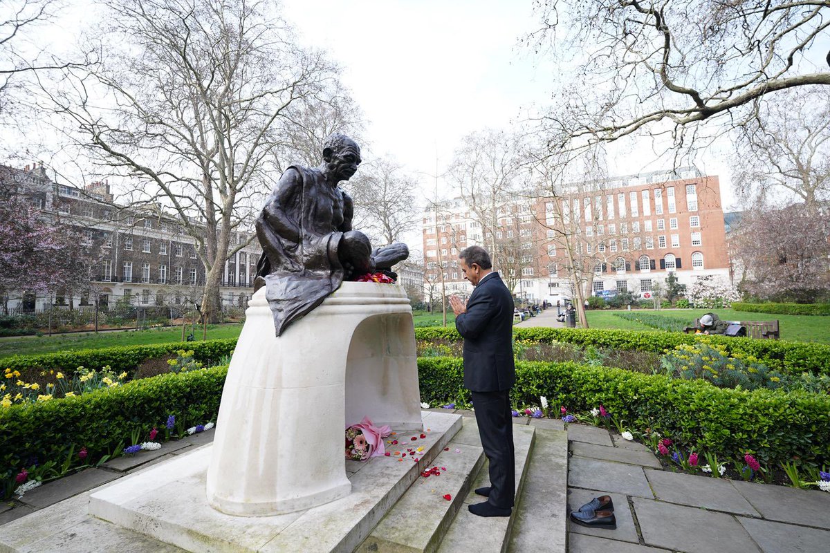 KVSinghMPGonda's tweet photo. Paid floral tributes to Mahatma Gandhi at Tavistock Square, honouring his enduring legacy of peace, non-violence, and justice.

Also visited Ambedkar House, where I commemorated the legacy of Dr. B.R. Ambedkar and his enduring contributions to democracy and social justice.

As part of the ‘Ek Ped Maa Ke Naam’ initiative, planted a sapling; honouring Mother Earth and reaffirming our commitment to environmental consciousness and sustainable living.

#OnePlantADay

@HCI_London