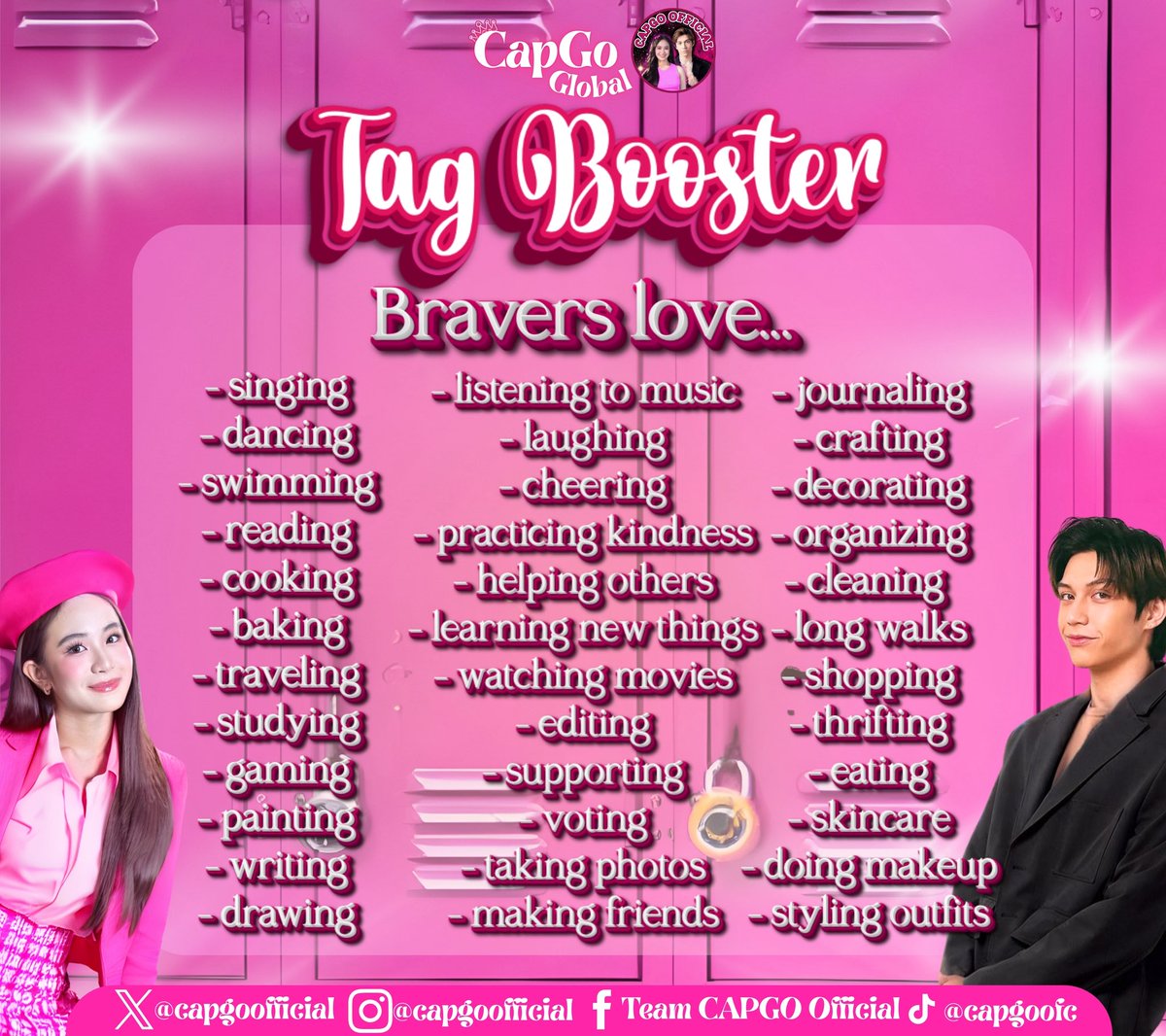 TAG BOOSTER THREE!  

Reply, Bravers Love To .., plus the official tagline.  

Goal Five Hundred Replies

Don’t forget to follow the RULES, Bravers!  

No emojis    
No numbers    
No all caps     
At least three words per tweet     
Engage with big accounts

OFFICIAL TAGLINE
OH