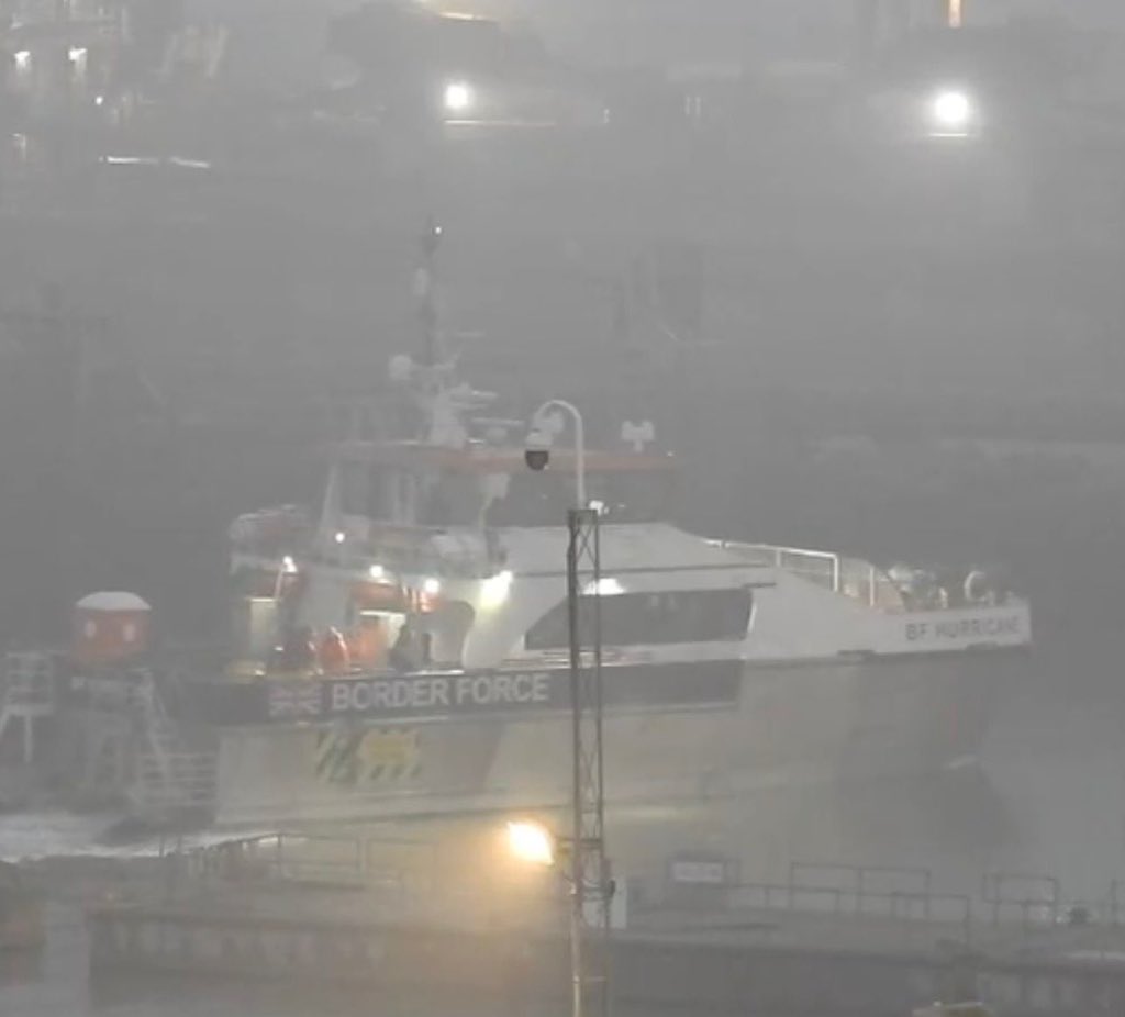 75 migrants in a single boat were brought to Ramsgate in the fog yesterday.