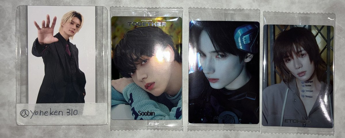 yoneken310's tweet photo. 【交換】
TXT ツインウエハース ステッカー

【譲】スビン ボムギュ ヒュニンカイ

【求】テヒョン💝＞🩷

スビンRはカイ含むお取引優先
大阪手渡しor郵送
検索からもお気軽にお声掛けください

#TXT交換 https://t.co/hGQdoWBjs4