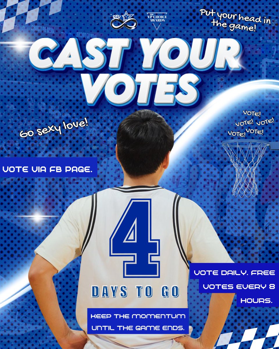 DAILY FREE VOTES REMINDER

Stardusts, the clock is ticking and we’re entering the final 4 days of voting at the 7th VP Choice Awards. Now is the time to stay locked in and keep the momentum going.

Continue voting for Dustin Yu in the following categories:

📺 Entertainment – TV