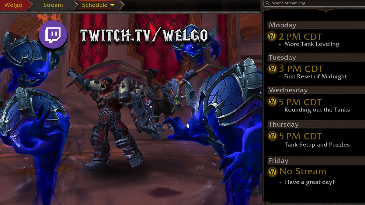 Welgo_'s tweet photo. 🔥The Warband Is On The March!🔥
Stream Schedule for the week of 3/9/26
https://t.co/CMy9euWc8j
#welgo | #worldofwarcraft | #streamer https://t.co/usvYZFOVFS