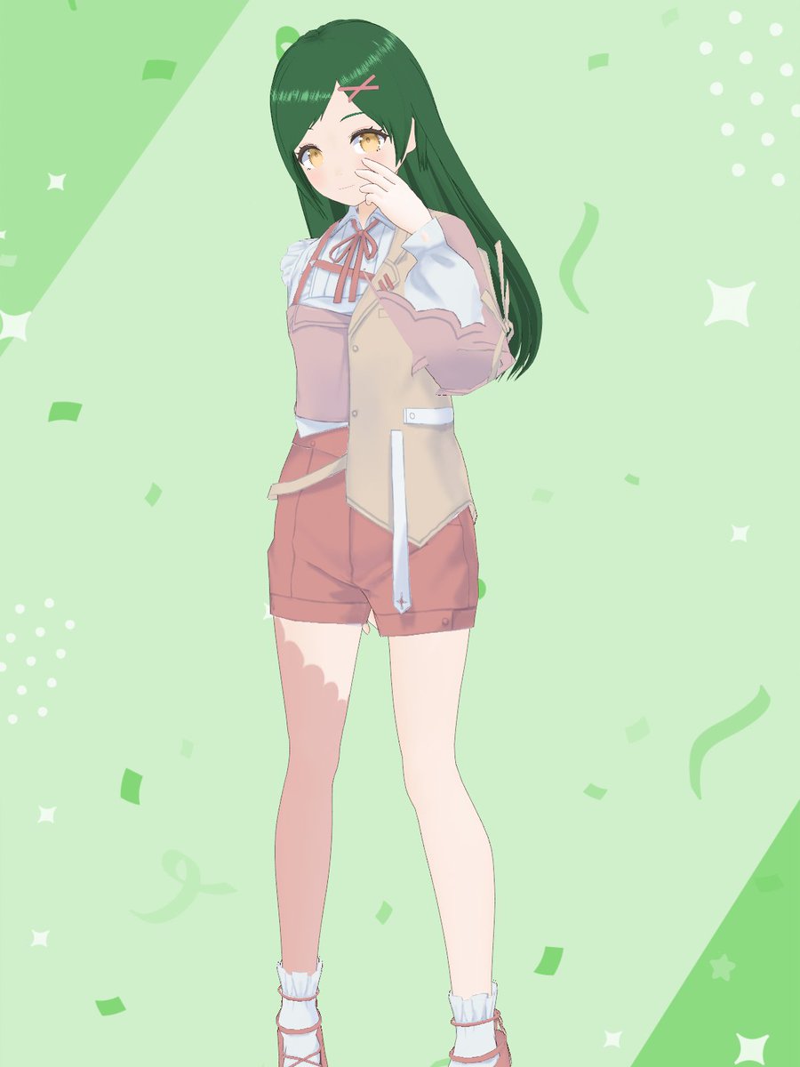 来てみたよ🥳
今までスカートやロングコートを着ることが多かったから新鮮で嬉しい～！
#VRoid