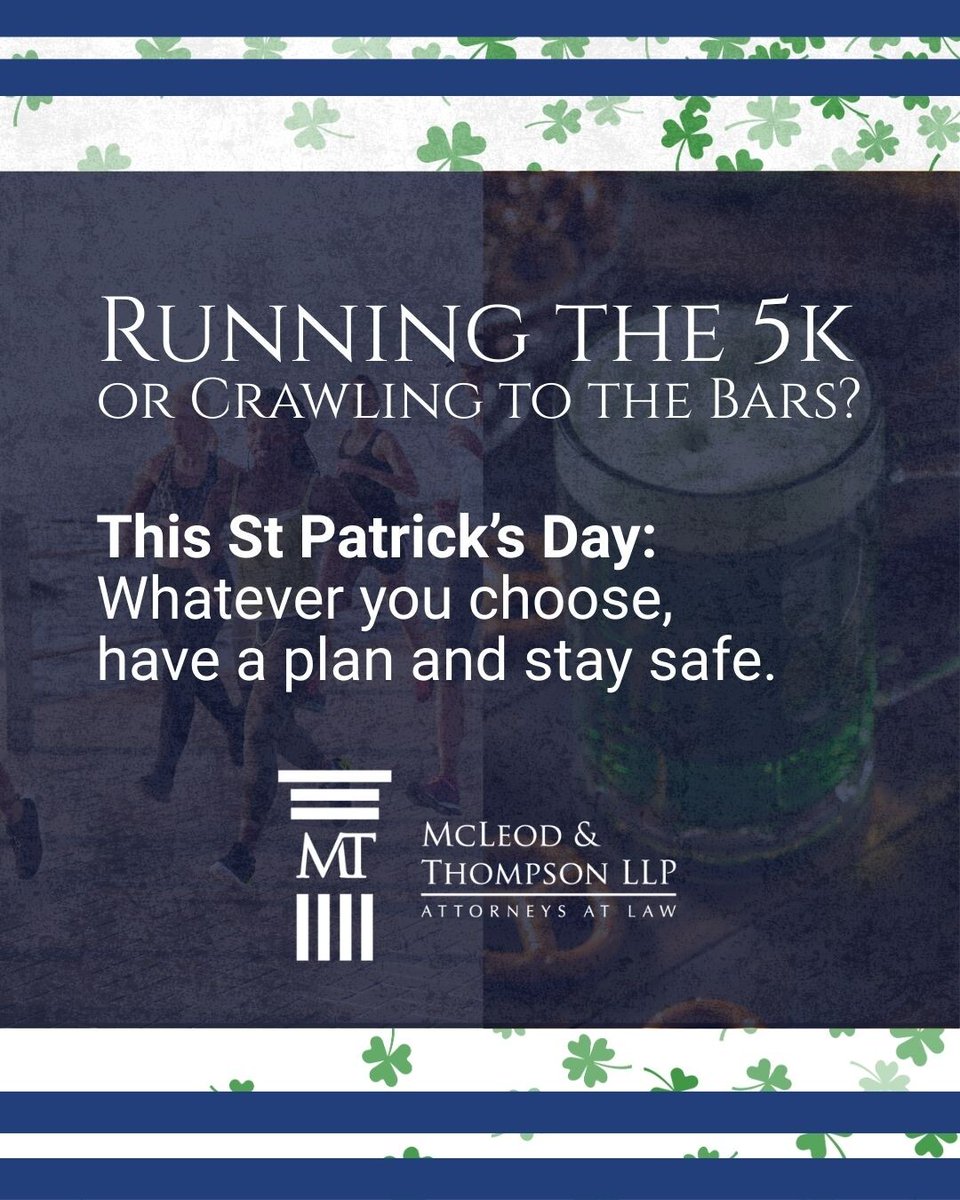 MMRTLAW's tweet image. Do you have any St. Paddy's Day plans in Pensacola? 🍀 Running the 5k, crawling for the best green beer or staying cozy-at-home? No matter what you end up doing, stay safe out there!

#StPatricksDay #PensacolaEvents #McLeodAndThompson