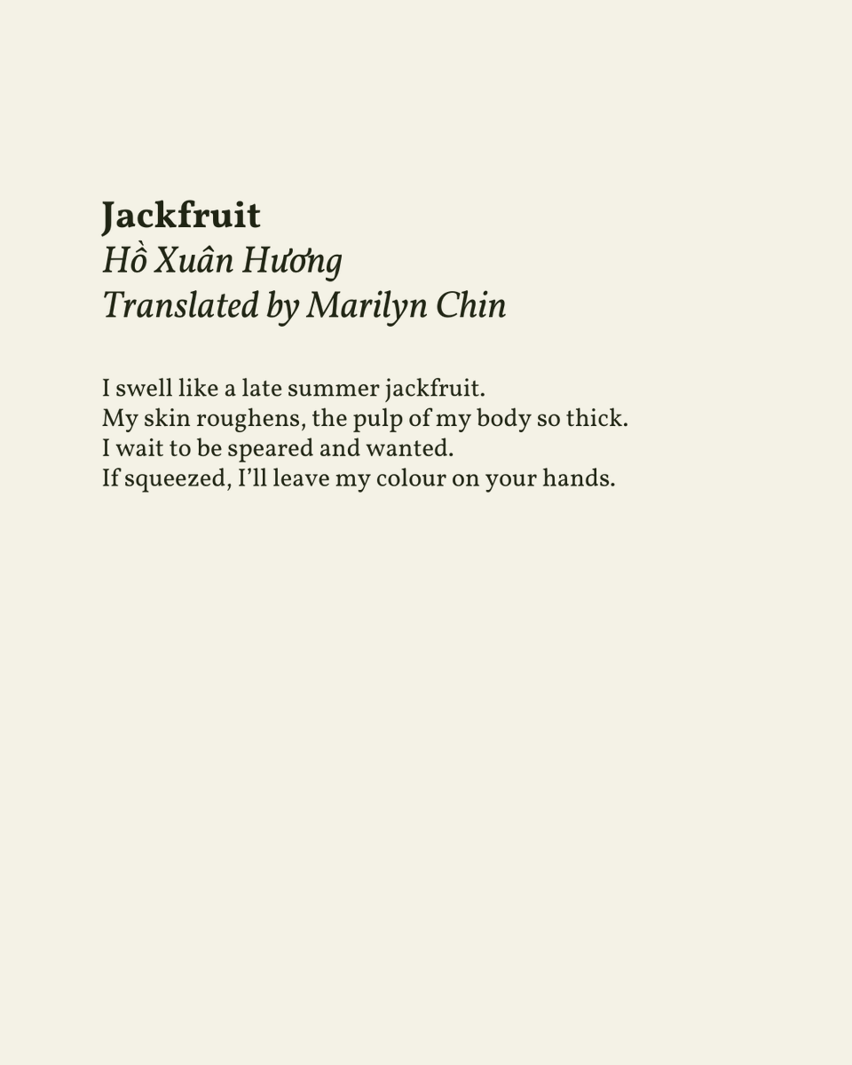 readalittlepoem's tweet photo. “I wait to be speared and wanted.”

— Hồ Xuân Hương

.
.
.

This poem appeared in Poetry, 2008. Shared here with deep gratitude. https://t.co/f4uD4iQaOE