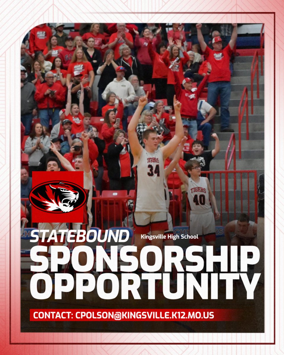 KingsvilleAD's tweet photo. Kingsville Tigers are headed to the Final Four! Kingsville Community, if you are interested in partnering with the team to help with the cost associated, please contact AD Clayton Polson- cpolson@kingsville.k12.mo.us
#TimeoftheTiger #TigersROAR π
πͺπ» https://t.co/xWEUVui27z