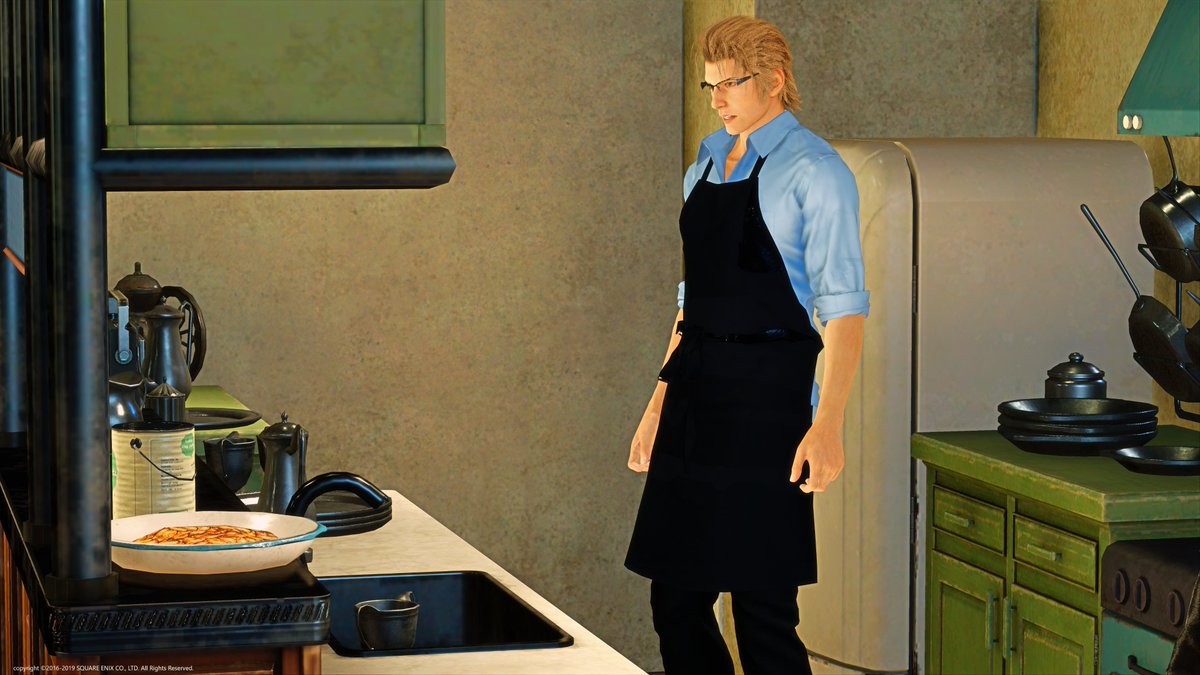 このエプロンを着てもらう度に初心者ながら頑張って作ってよかったなと思う。個人的に一番見たい姿だったので

#FF15 #FFXVWindowsEdition