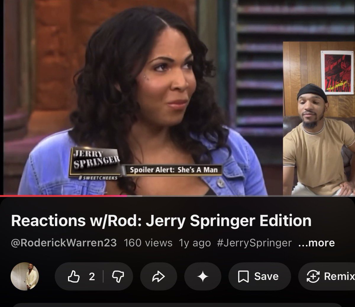 ImJustRod23's tweet photo. Reactions w/Rod: Jerry Springer (I’m a man Edition) 😂 *Click link in Comments* https://t.co/Ku6MJly2uU #funny #comedy #youtube #fyp https://t.co/B6puFCgwQs