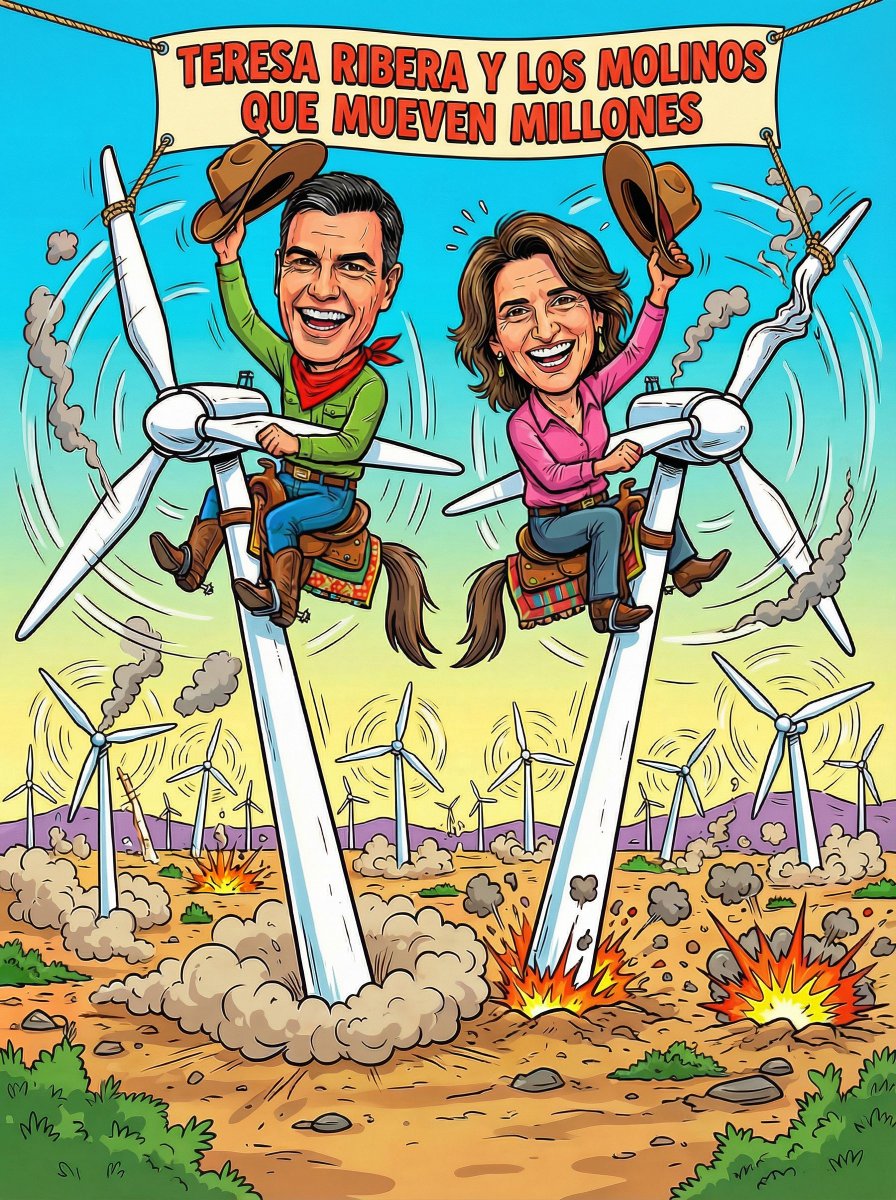 🚨 TERESA RIBERA Y LOS MOLINOS QUE MUEVEN MILLONES

Nos vendían energía verde para salvar el planeta. Pero aparece un alto cargo de su ministerio detenido, permisos exprés para Forestalia y un pelotazo de 500 millones por el camino. Todo muy ecológico sobre todo para el dinero.