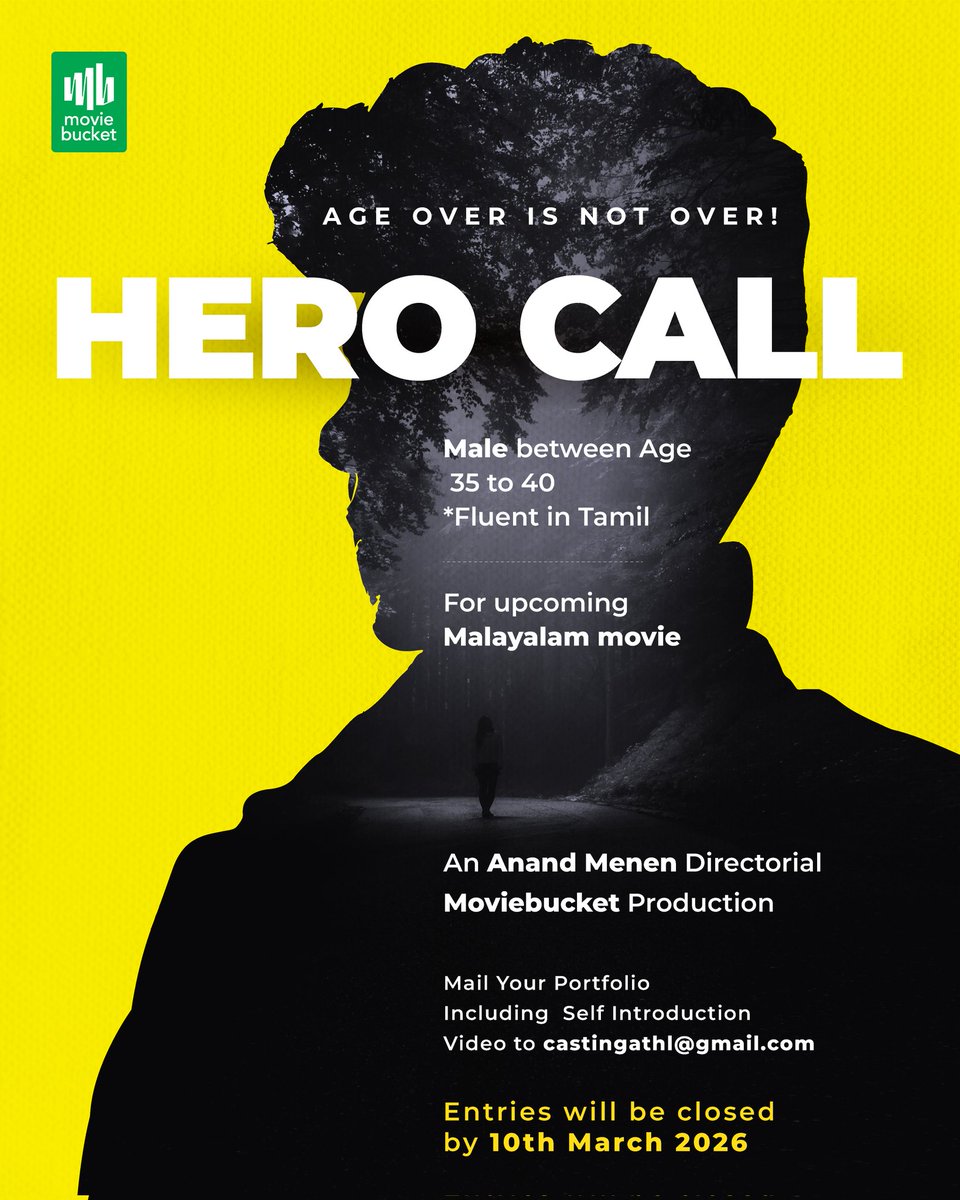 cinemapluz11's tweet image. Send your portfolio along with a self-introduction video to:
castingathl@gmail.com

⏳ Entries close on 10th March 2026

Tag someone who fits the role or share this with aspiring actors!

#CastingCall #MalayalamMovie  #AuditionAlert #Moviebucket #FilmCasting