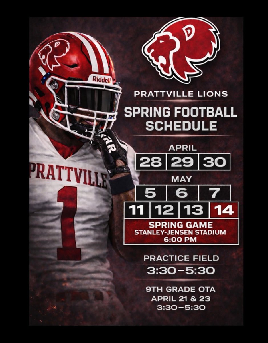 College coaches mark your calendars now! Spring Ball in Prattville  
is loading‼️#GoLions  🦁