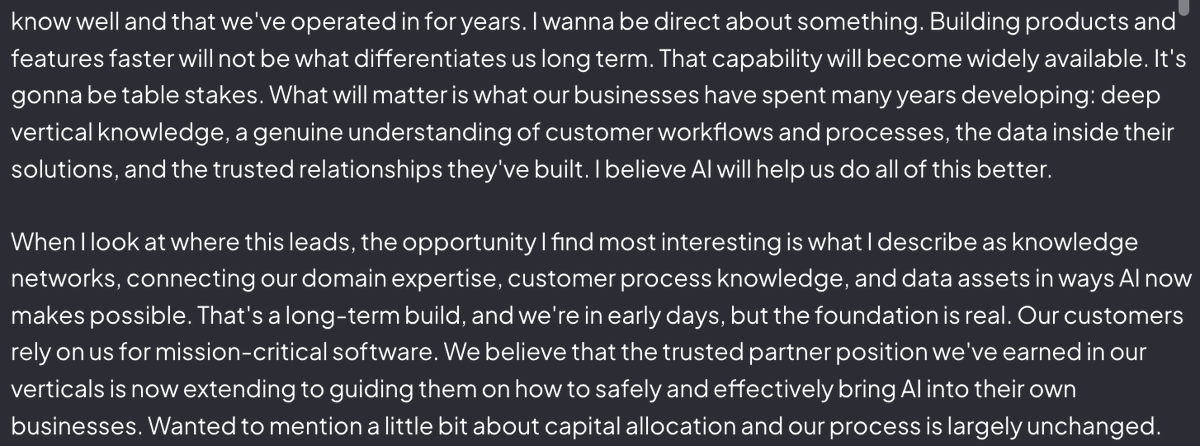 CostaVerdeCap's tweet photo. Mark Miller on this morning's $CSU call: AI capabilities will be "table stakes" . . . https://t.co/28duI9Zi6t