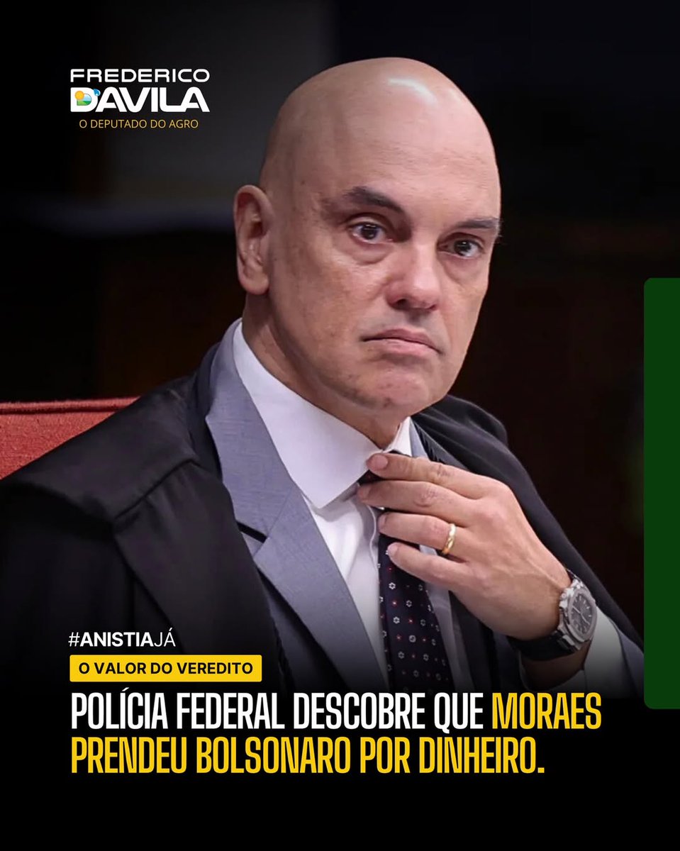 MachadoDarlon's tweet photo. ⚠️🚨/ Uma nova fase de investigação revela que o ministro Alexandre de Moraes teria recebido repasses mensais de R$ 30 milhões com o objetivo de garantir a condenação e a prisão de Jair Bolsonaro. A Polícia Federal trabalha para identificar a origem desses valores astronômicos e quem seriam os financiadores por trás desse suposto esquema de corrupção judicial. O processo corre sob sigilo absoluto, enquanto as autoridades buscam rastrear o caminho do dinheiro que teria motivado as decisões da cúpula do Judiciário contra o ex-presidente. 

Fonte: @uniaopatriota