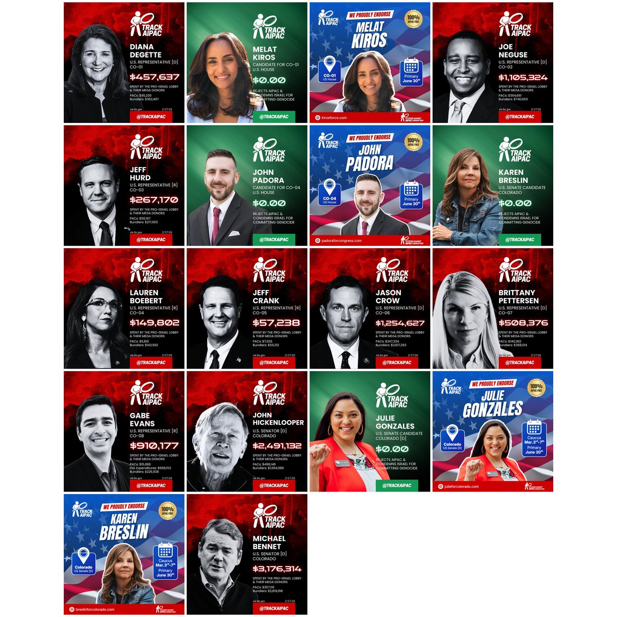 Cast out all of these AIPAC funded traitors and vote for America-First candidates

Candidates Colorado