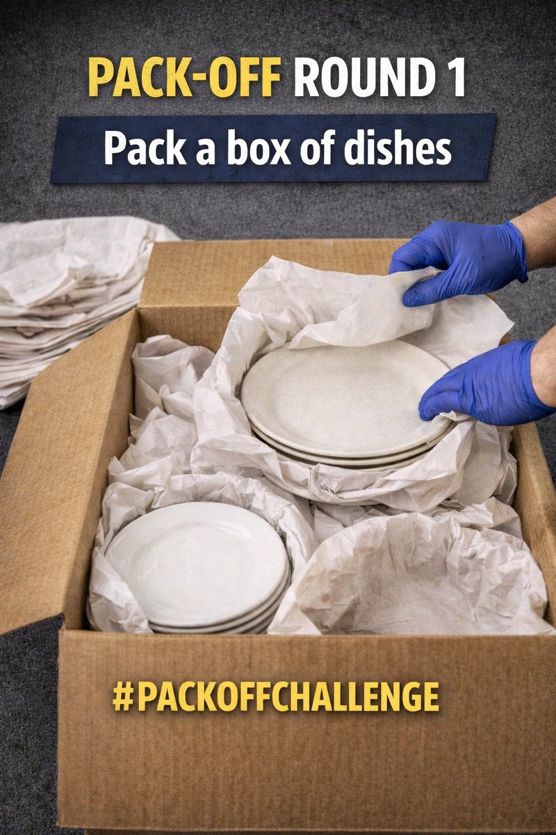 AllianceReloSrv's tweet photo. Round 1 of the #PackOffChallenge

Your mission:

Pack a box of dishes so they survive the truck.

Rules:
• wrap each dish
• no rattling
• nothing moves when you shake the box
Think you can do it better?
Show us. https://t.co/7ExyHsyoNK