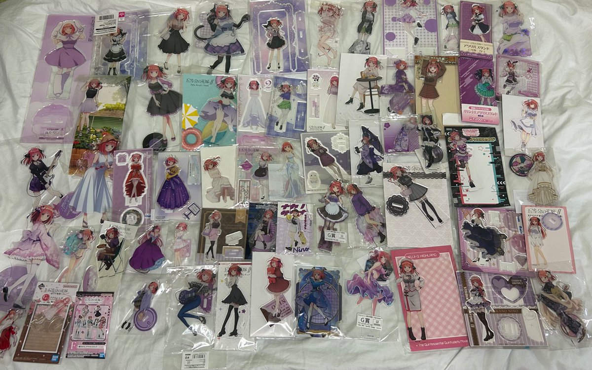 nonmimitori's tweet photo. 五等分の花嫁 アクリルスタンド 中野二乃 譲渡 交換 

出 画像のもの

求  提示額＋送料

早く手放したい為フリマアプリの最安値より安くお譲りさせて頂きます。
ご希望の物を赤丸等で印をつけて頂ければこちらが金額を提示致します。
纏めての方優先。
⚠️ほぼ全て開封済で袋の状態が非常に悪いです。 https://t.co/2o3nifuQl7