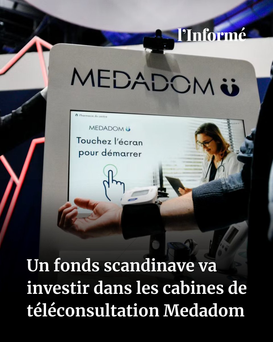 💰Un fonds scandinave va investir dans les cabines de téléconsultation Medadom, révèle @xav_demarle

Le britannique G-Square a trouvé un investisseur prêt à racheter ses parts dans la société, qui se déploie dans un nombre croissant de pharmacies.

l.linforme.com/ycksr338