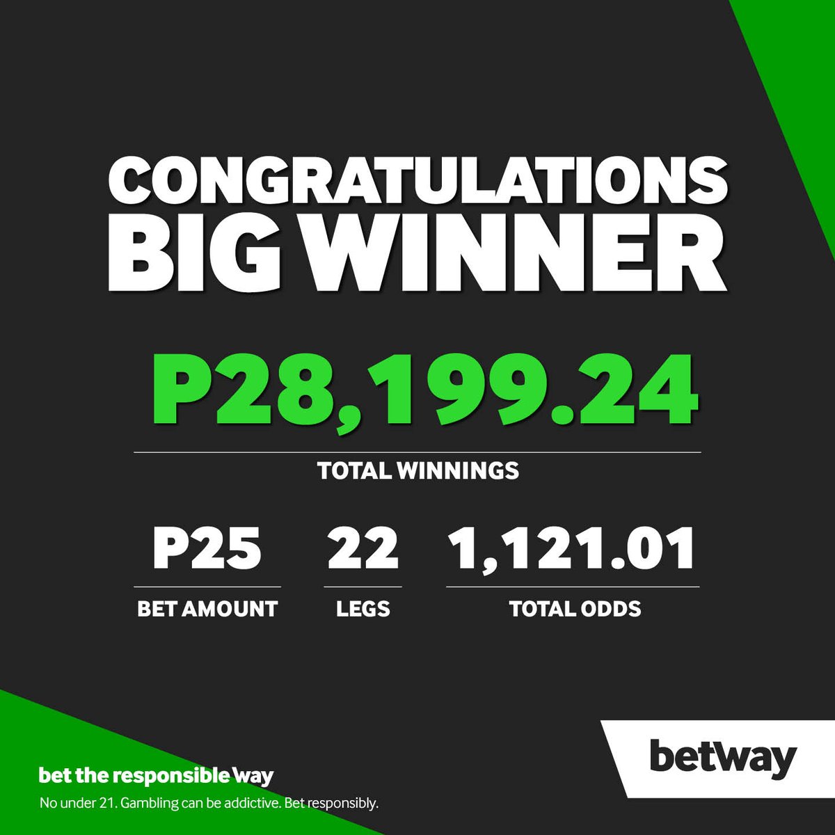 BetwayBW's tweet photo. Congratulations to our big winner! #bigwinner #betway #getwaymore https://t.co/1mpSlzB6l4