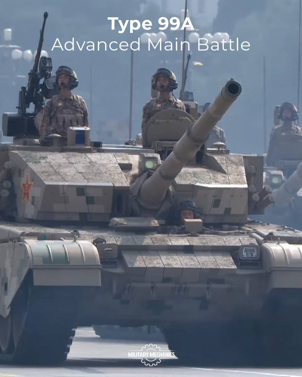 MilitaryMechs's tweet image. The Type 99A combines modular composite armor, thermal imaging, and a 125 mm smoothbore cannon capable of firing guided anti-tank missiles. High power-to-weight ratio ensures strong mobility in modern armored warfare.

#MainBattleTank #Type99A