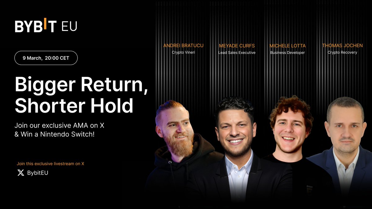Odpočítávání do dnešního Bybit EU livestreamu začíná: Bigger Return, Shorter Hold 🎙

Připojte se k Michele Lottovi a Meyade Curfs z Bybit, kteří budou diskutovat o příležitostech na současném kryptotrhu a o tom, jak se mohou tradeři v dnešním prostředí strategicky pozicionovat.
