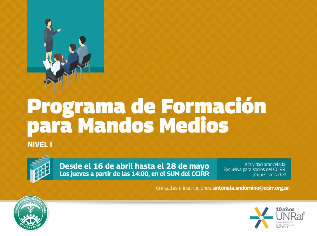 #Institucionales Programa de Formación para Mandos Medios: Nivel I 👉 ccirr.org.ar/novedades/3005…