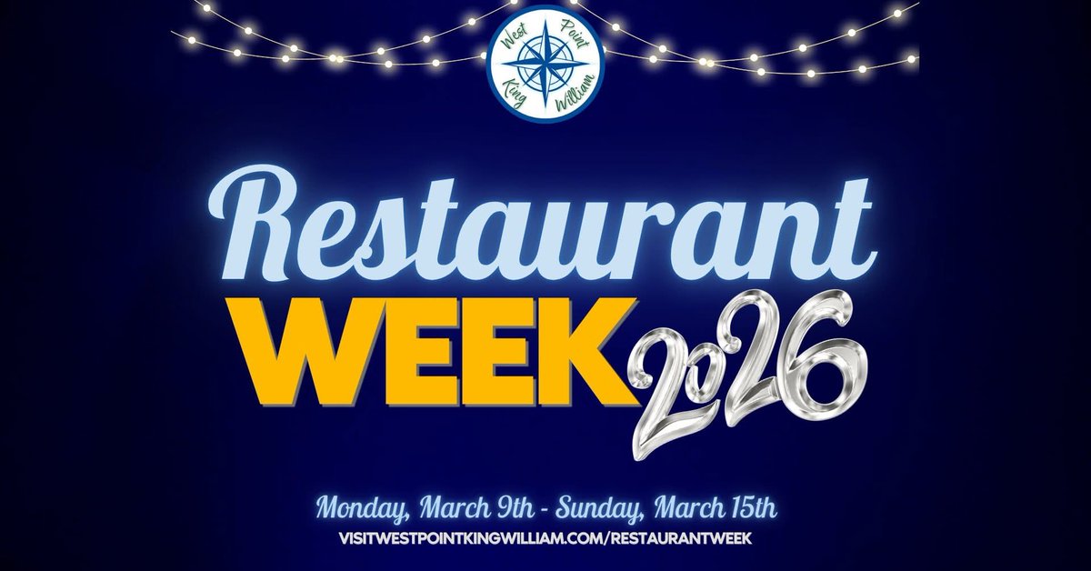 visitwpkw's tweet photo. The wait is FINALLY over… West Point &amp; King William Restaurant Week 2026 is here! 🍴✨ Hop over to https://t.co/iyiDQGFrGQ to plan your culinary adventure. Your table is waiting! https://t.co/YKTCB9hqwl
