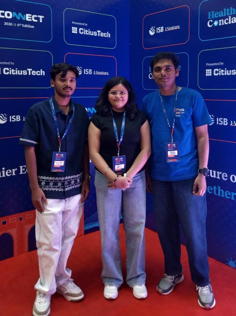 MVSRConnect's tweet photo. Proud to share that a team from the IT Department secured 5th position in HACKFEST at ISB Hyderabad, competing with teams from across India. 🎉

Team Members:
• Sayoni Banerjee (3rd Year, IT B)
• Sree Manas Koppoju (3rd Year, IT B)
• Abhinay Kakunuri (2nd Year, IT B) https://t.co/U9EffA1Sog