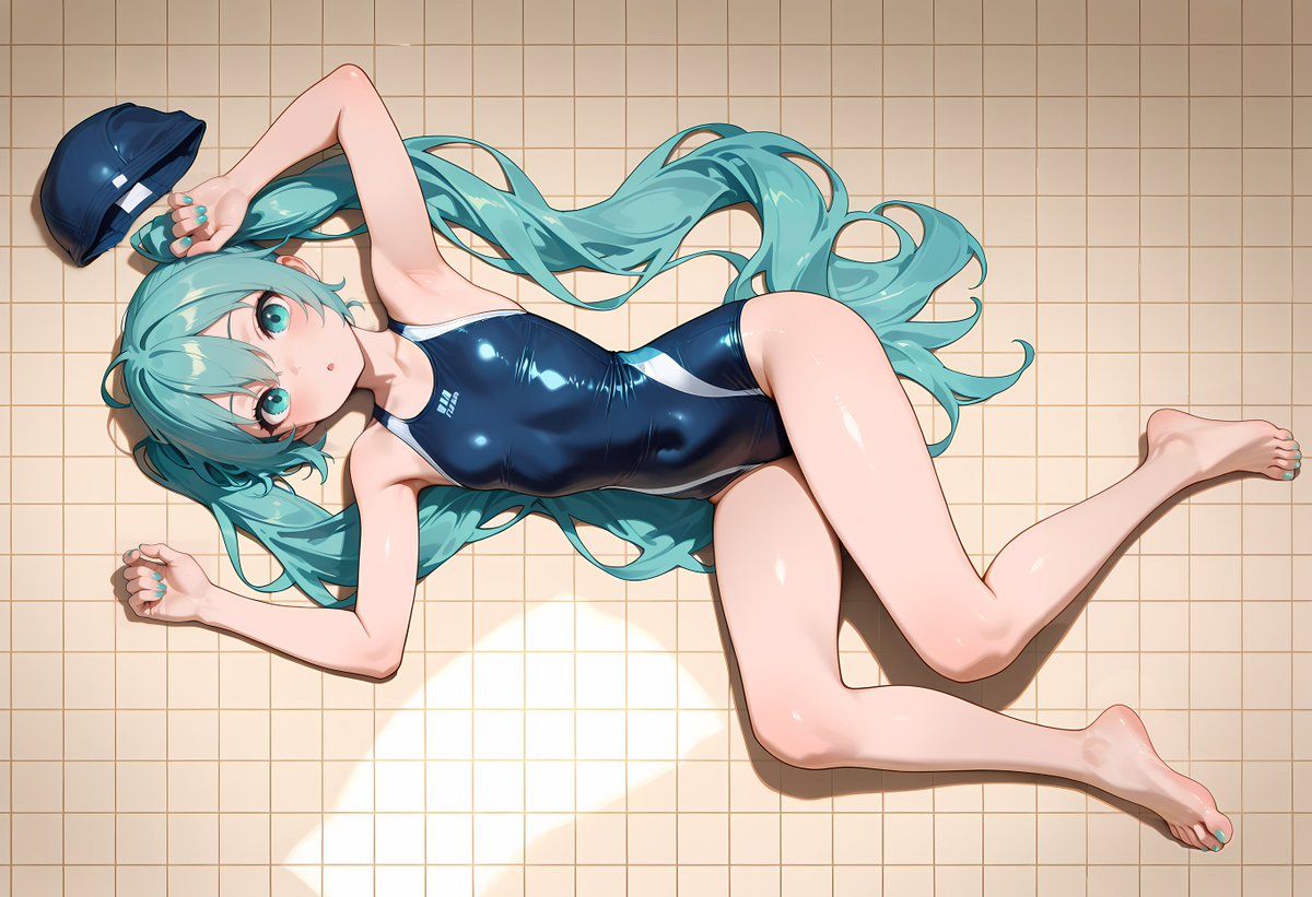 プールの初音ミク SFW Illustration. No nudity or suggestive intent  #HatsuneMiku #初音ミク