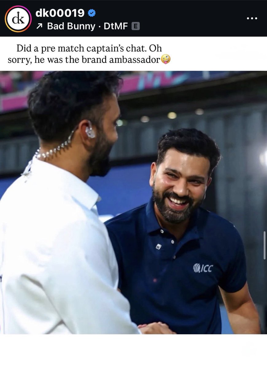 rohann__45's tweet photo. Instagram post of Dinesh Karthik with Rohit Sharma.😂👌🏻 https://t.co/E6Ka4O4v0v